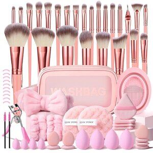 🆕Women Pink Makeup Brushes Set Professional Kit Multi-functional Tool Set